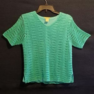 Teddi Petite Top With Crochet Overlay